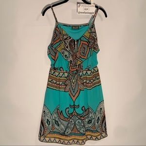 Racer Back Zip Front Ruffle Thin Strap green Dress